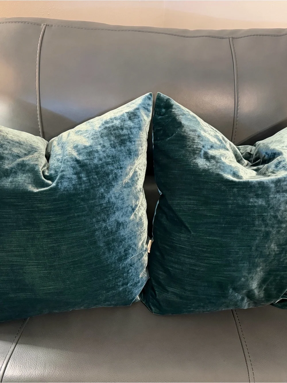 TGH Tessitura Italy Emerald Velvet Throw Pillows 24” Set of 2 Designer